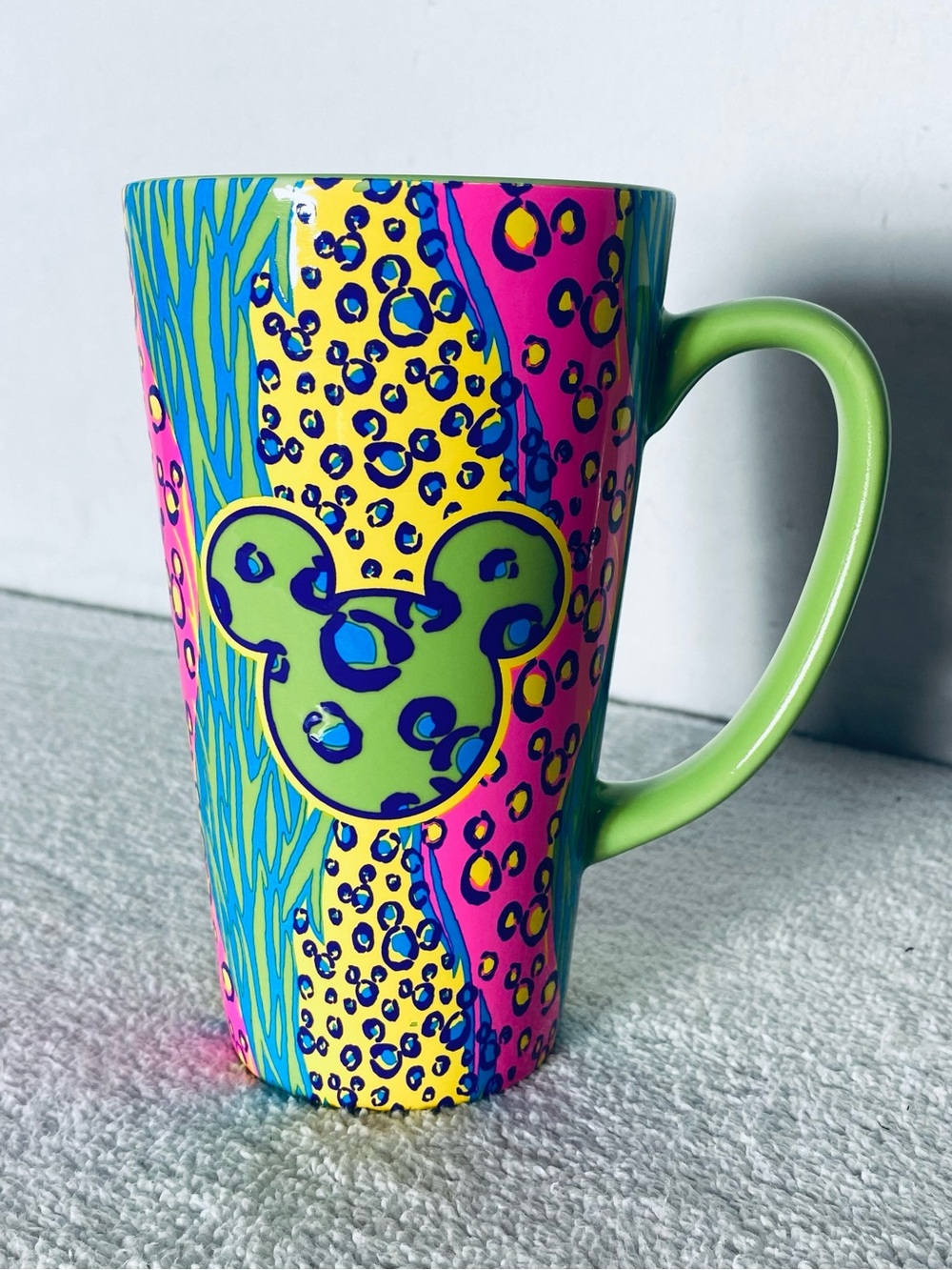 Disney Parks Mickey Mouse Animal Print Psychedelic Coffee Mug